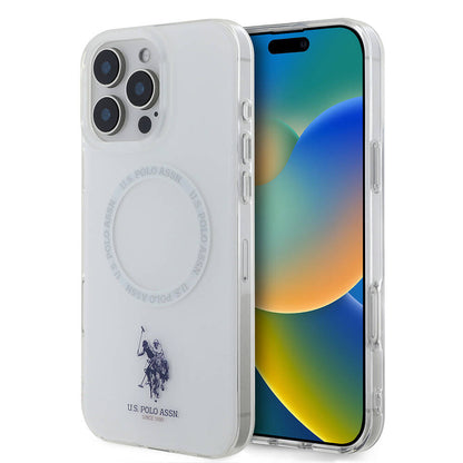iPhone 16 Pro Max Kılıf U.S. Polo Assn. Orjinal Lisanslı M-safe Şarj Özellikli IML Double Horse Logolu Ring Kapak
