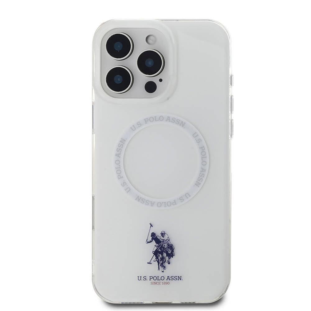 iPhone 16 Pro Max Kılıf U.S. Polo Assn. Orjinal Lisanslı M-safe Şarj Özellikli IML Double Horse Logolu Ring Kapak