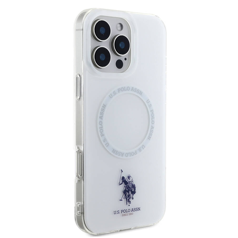 iPhone 16 Pro Max Kılıf U.S. Polo Assn. Orjinal Lisanslı M-safe Şarj Özellikli IML Double Horse Logolu Ring Kapak