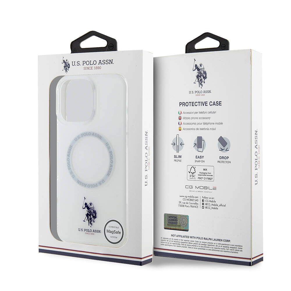 iPhone 16 Pro Max Kılıf U.S. Polo Assn. Orjinal Lisanslı M-safe Şarj Özellikli IML Double Horse Logolu Ring Kapak