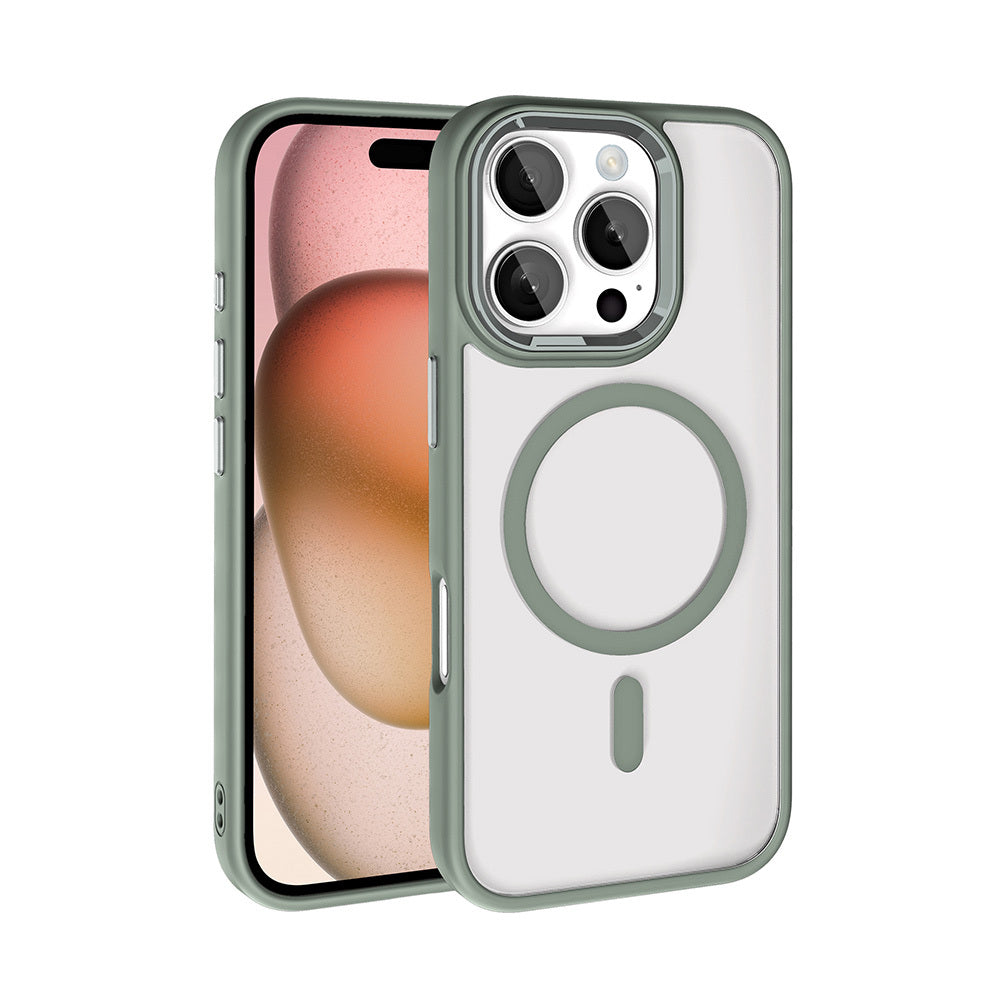 Apple iPhone 16 Pro Max Kılıf Wireless Şarj Özellikli Zore Krom M-safe Silikon Kapak