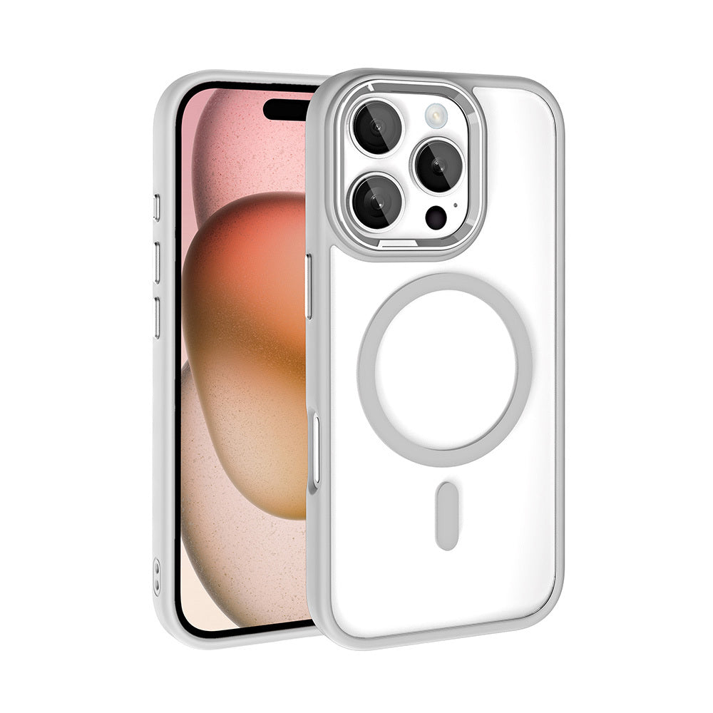 Apple iPhone 16 Pro Max Kılıf Wireless Şarj Özellikli Zore Krom M-safe Silikon Kapak