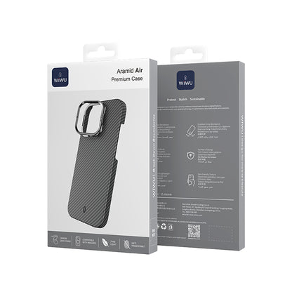 iPhone 16 Pro Max Kılıf Wiwu DCC-206 M-safe Şarj Özellikli Kamera Standlı Aramid Fiber Tasarım Kevlar Kapak