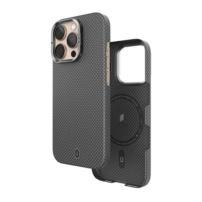 iPhone 16 Pro Max Kılıf Wiwu DCC-208 M-safe Şarj Özellikli Kamera Standlı Aramid Fiber Tasarım Kevlar Kapak