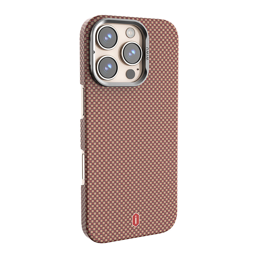 iPhone 16 Pro Max Kılıf Wiwu DCC-208 M-safe Şarj Özellikli Kamera Standlı Aramid Fiber Tasarım Kevlar Kapak