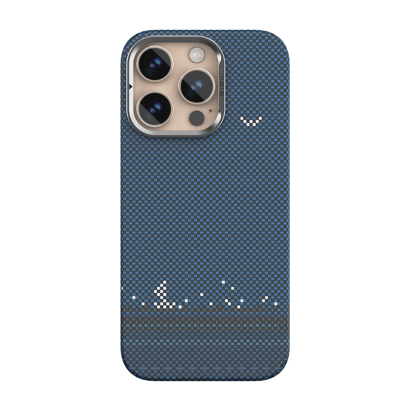 iPhone 16 Pro Max Kılıf Wiwu DCC-209 M-safe Şarj Özellikli Kamera Standlı Aramid Fiber Tasarım Kevlar Kapak