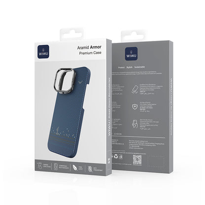 iPhone 16 Pro Max Kılıf Wiwu DCC-209 M-safe Şarj Özellikli Kamera Standlı Aramid Fiber Tasarım Kevlar Kapak