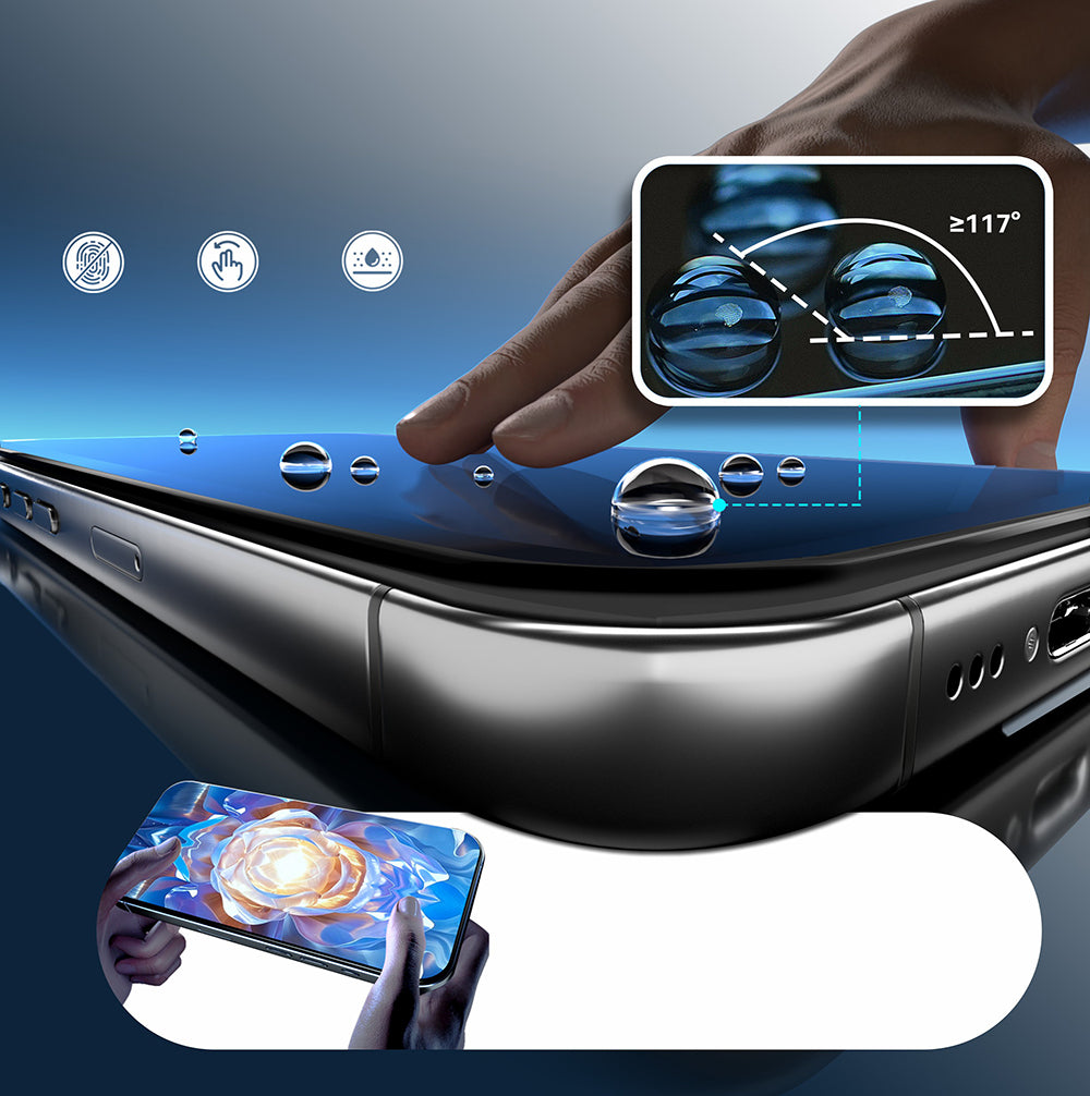 Apple iPhone 16 Pro Max Mohseven Pure Safir Coating HD 3D Glue Temperli Cam Ekran Koruyucu