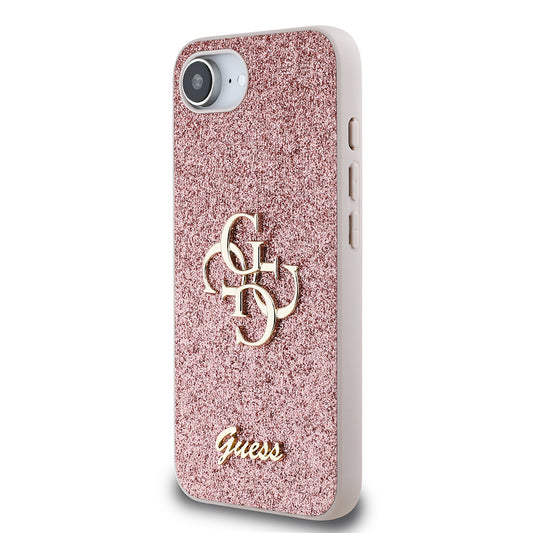iPhone 16E Kılıf Guess Orjinal Lisanslı 4G Büyük Metal Logolu Glitter Kapak