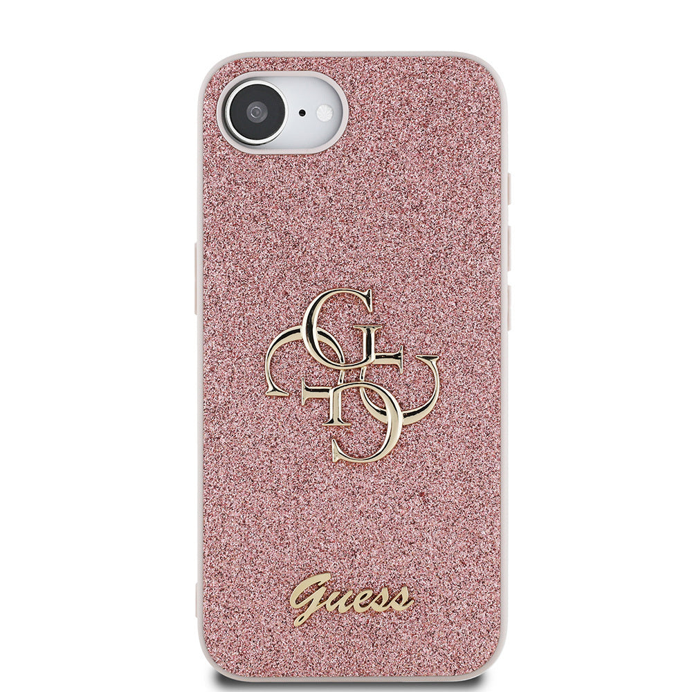 iPhone 16E Kılıf Guess Orjinal Lisanslı 4G Büyük Metal Logolu Glitter Kapak