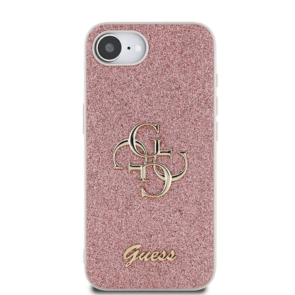 iPhone 16E Kılıf Guess Orjinal Lisanslı 4G Büyük Metal Logolu Glitter Kapak
