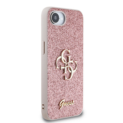 iPhone 16E Kılıf Guess Orjinal Lisanslı 4G Büyük Metal Logolu Glitter Kapak