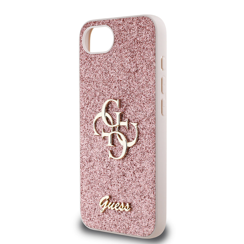 iPhone 16E Kılıf Guess Orjinal Lisanslı 4G Büyük Metal Logolu Glitter Kapak