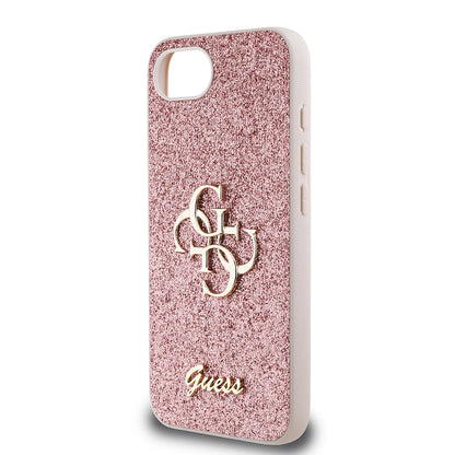 iPhone 16E Kılıf Guess Orjinal Lisanslı 4G Büyük Metal Logolu Glitter Kapak