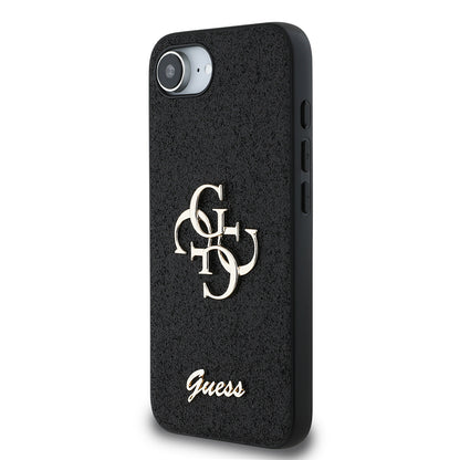 iPhone 16E Kılıf Guess Orjinal Lisanslı 4G Büyük Metal Logolu Glitter Kapak