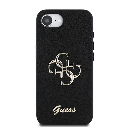 iPhone 16E Kılıf Guess Orjinal Lisanslı 4G Büyük Metal Logolu Glitter Kapak
