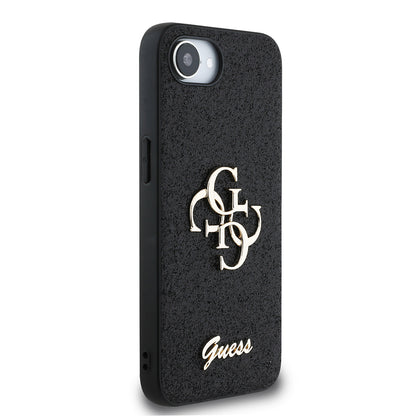 iPhone 16E Kılıf Guess Orjinal Lisanslı 4G Büyük Metal Logolu Glitter Kapak