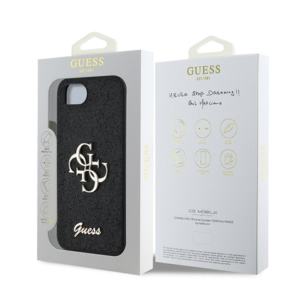 iPhone 16E Kılıf Guess Orjinal Lisanslı 4G Büyük Metal Logolu Glitter Kapak