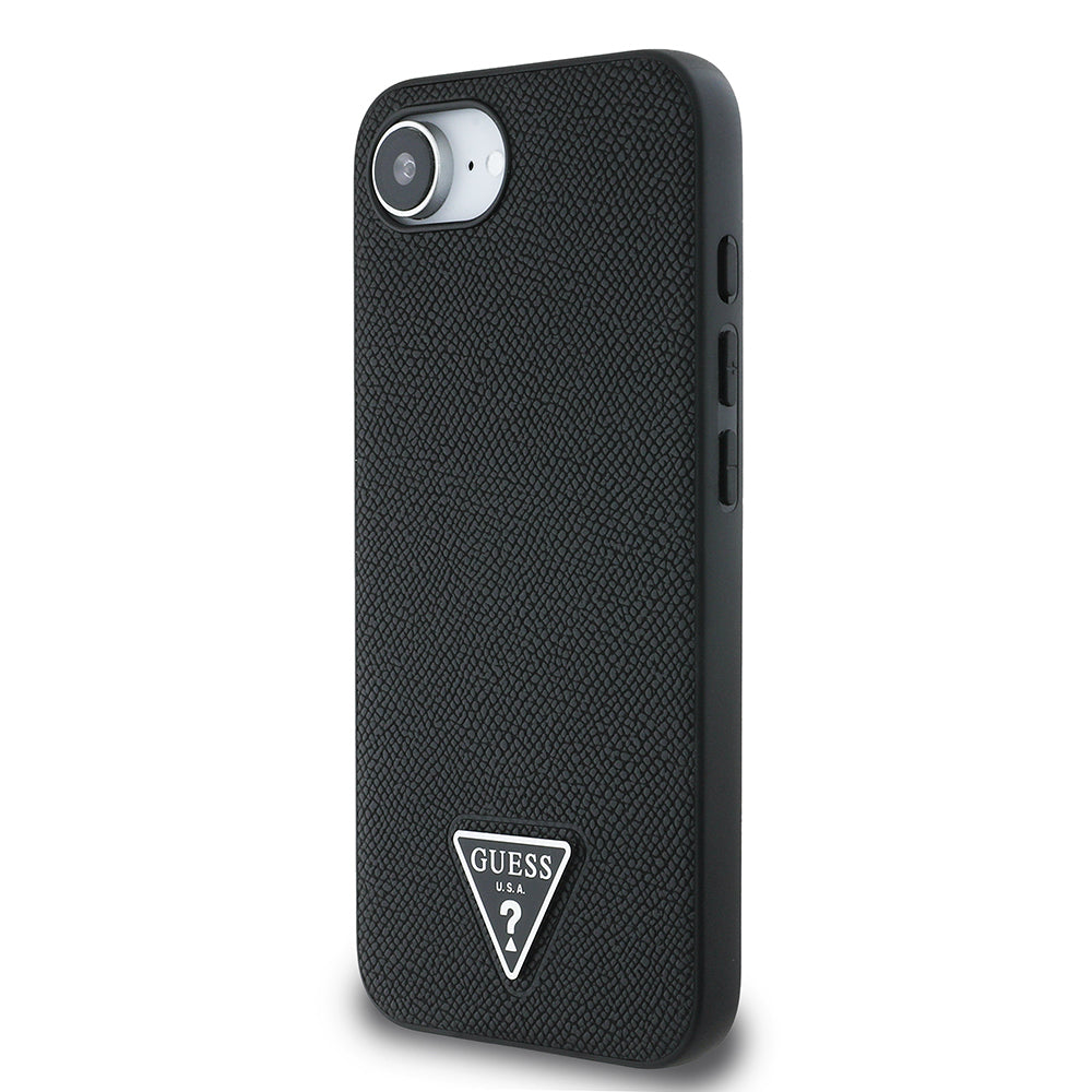 iPhone 16E Kılıf Guess Orjinal Lisanslı M-safe Şarj Özellikli Grained Triangle Kapak