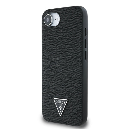 iPhone 16E Kılıf Guess Orjinal Lisanslı M-safe Şarj Özellikli Grained Triangle Kapak
