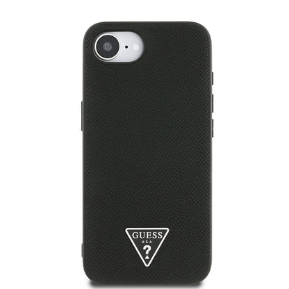 iPhone 16E Kılıf Guess Orjinal Lisanslı M-safe Şarj Özellikli Grained Triangle Kapak
