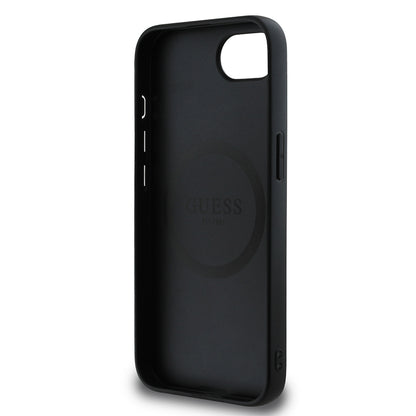 iPhone 16E Kılıf Guess Orjinal Lisanslı M-safe Şarj Özellikli Grained Triangle Kapak
