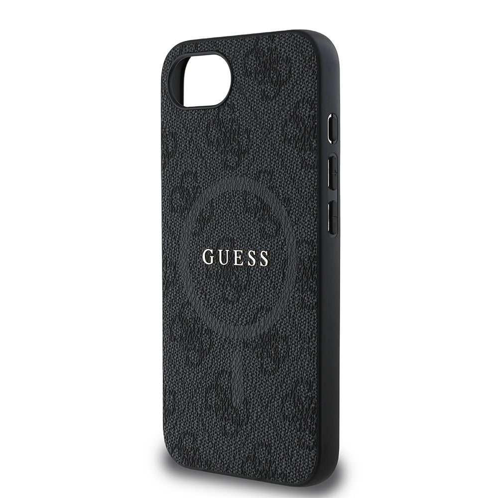 iPhone 16E Kılıf Guess Orjinal Lisanslı M-safe Şarj Özellikli PU Halkalı 4G Desenli Yazı Logolu Kapak