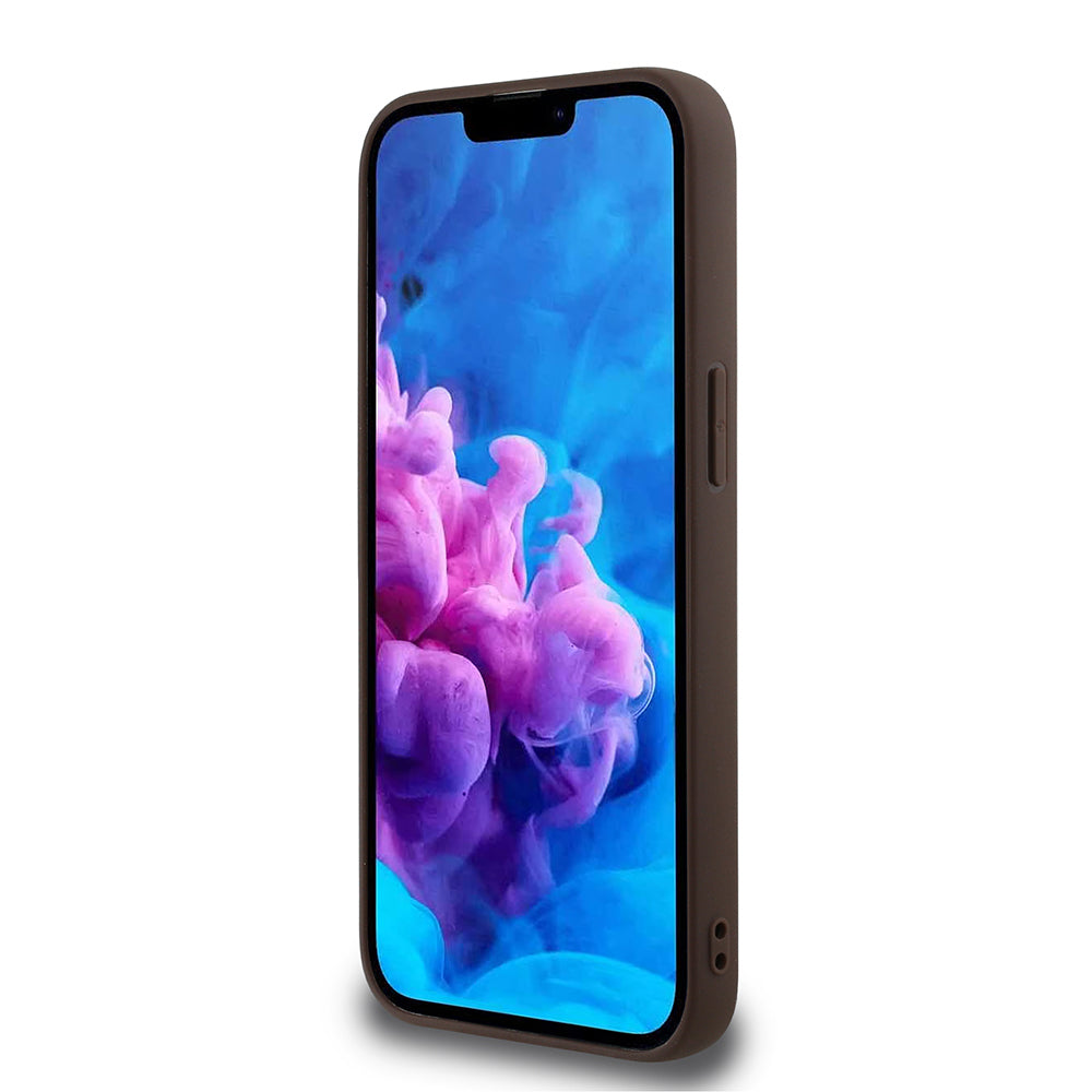 iPhone 16E Kılıf Guess Orjinal Lisanslı M-safe Şarj Özellikli PU Üçgen Logo 4G Desenli Kapak
