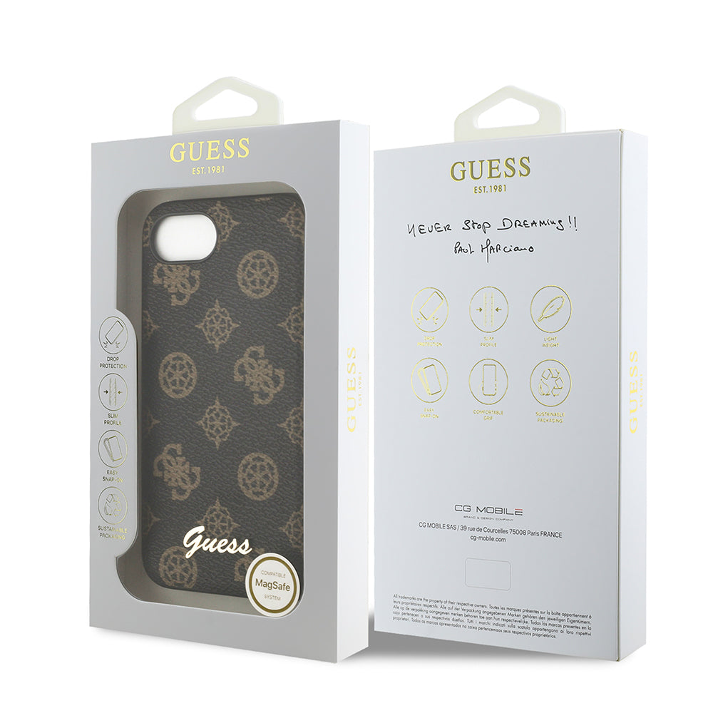 iPhone 16E Kılıf Guess Orjinal Lisanslı M-safe Şarj Özellikli Yazı Logolu Peony Kapak