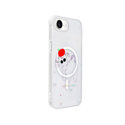 Apple iPhone 16E Kılıf M-Safe Şarj Özellikli Şeffaf Zore Folk Sert Kapak