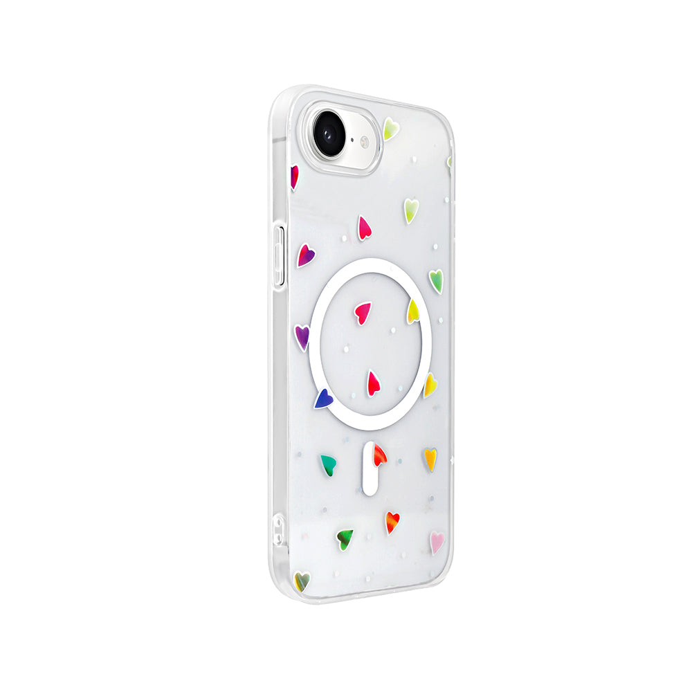 Apple iPhone 16E Kılıf M-Safe Şarj Özellikli Şeffaf Zore Folk Sert Kapak