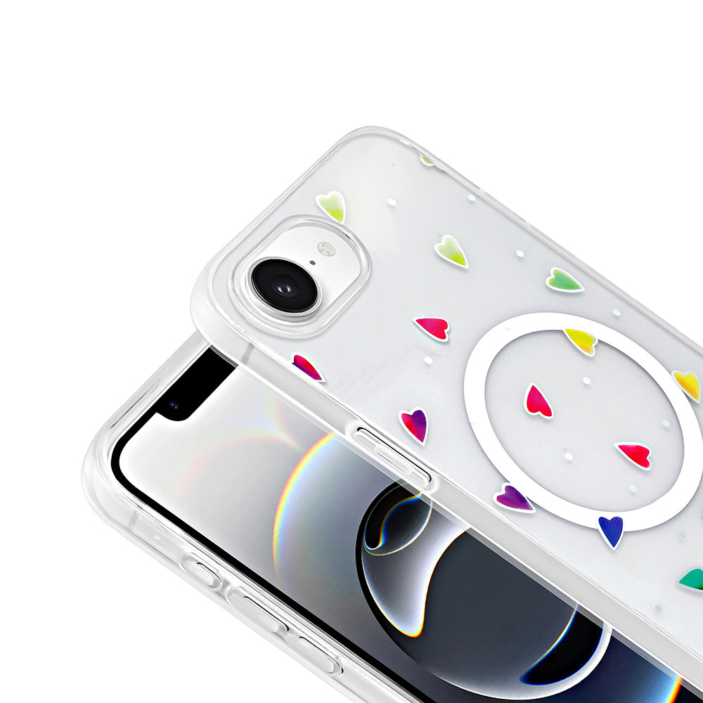 Apple iPhone 16E Kılıf M-Safe Şarj Özellikli Şeffaf Zore Folk Sert Kapak