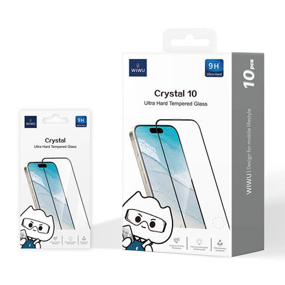 iPhone 16E Wiwu GT-008 Polimer Oleofobik Kaplama Şeffaf Pürüzsüz Temperli Cam Ekran Koruyucu 10'lu Paket