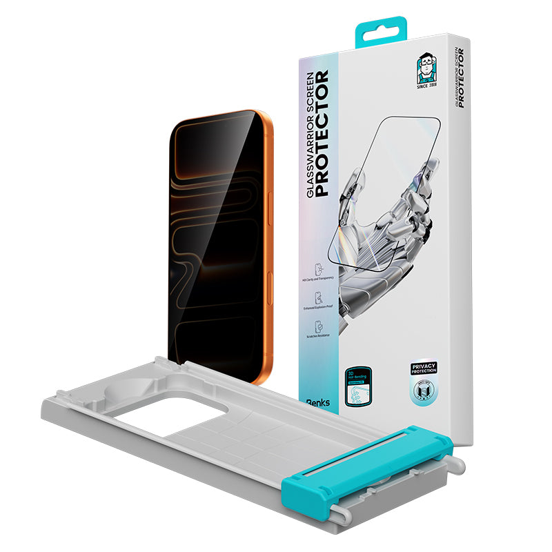 iPhone 17 Air Benks Glass Warrior 2.0 EZFita Privacy Hayalet Cam Ekran Koruyucu + Kolay Uygulama Aparatı