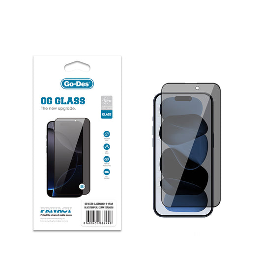iPhone 17 Air Go Des OG Glass Privacy Antistatik Temperli Cam Ekran Koruyucu