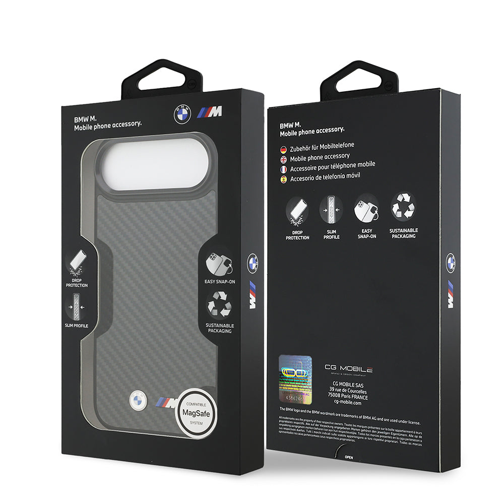 iPhone 17 Air Kılıf BMW Orjinal Lisanslı M-safe Şarj Özellikli Karbon Fiber Metal Logolu Kevlar Kapak