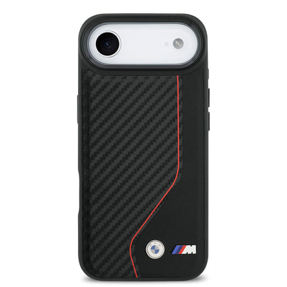 iPhone 17 Air Kılıf BMW Orjinal Lisanslı M-safe Şarj Özellikli Metal BMW ve M Logolu PU Karbon Tasarımlı Kapak