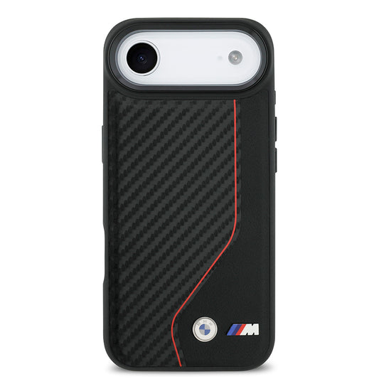 iPhone 17 Air Kılıf BMW Orjinal Lisanslı M-safe Şarj Özellikli Metal BMW ve M Logolu PU Karbon Tasarımlı Kapak