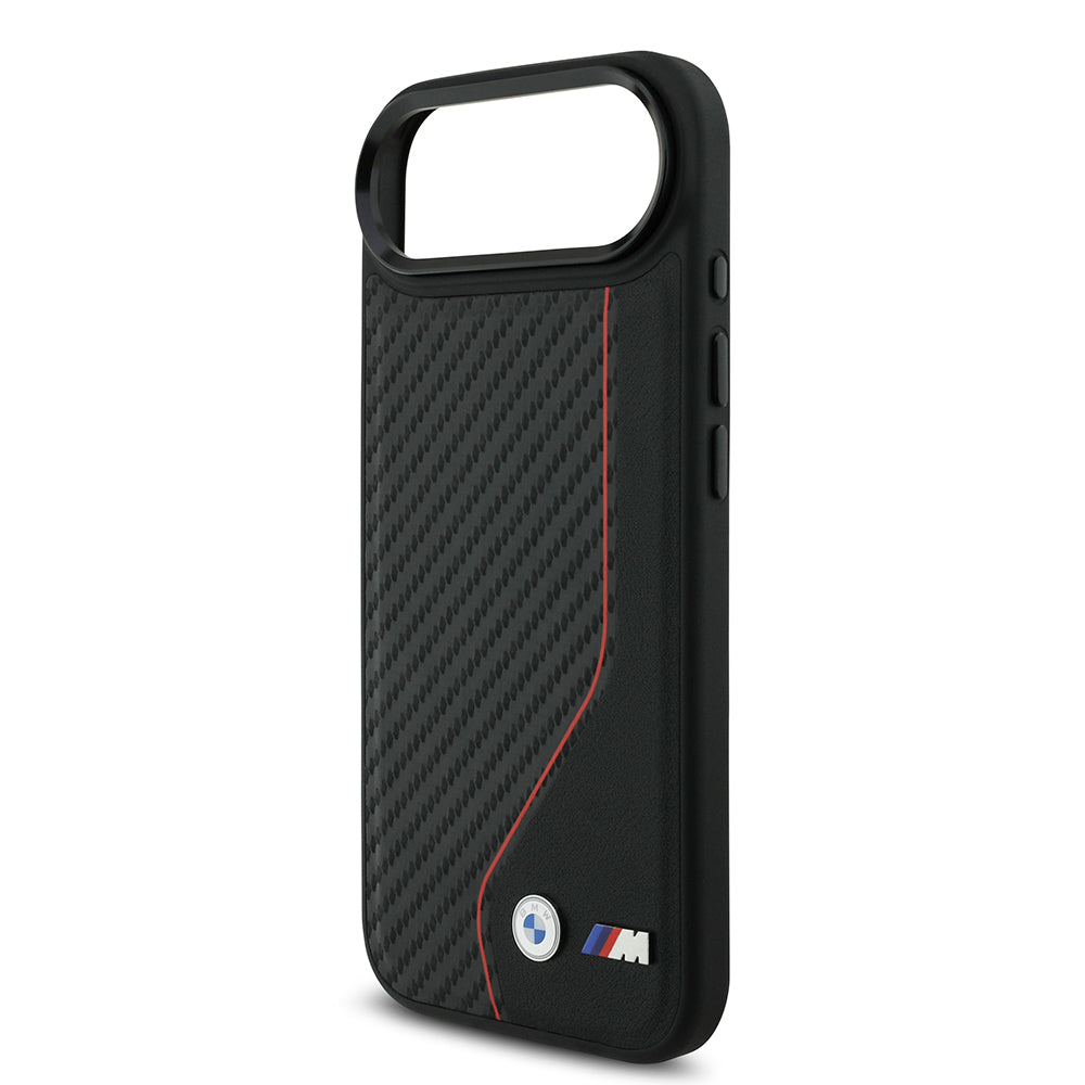 iPhone 17 Air Kılıf BMW Orjinal Lisanslı M-safe Şarj Özellikli Metal BMW ve M Logolu PU Karbon Tasarımlı Kapak