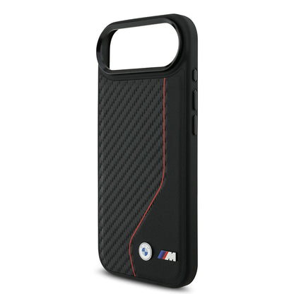iPhone 17 Air Kılıf BMW Orjinal Lisanslı M-safe Şarj Özellikli Metal BMW ve M Logolu PU Karbon Tasarımlı Kapak