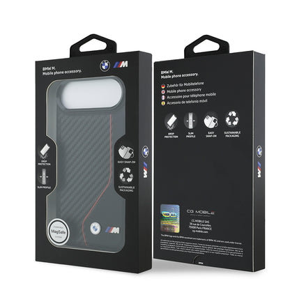 iPhone 17 Air Kılıf BMW Orjinal Lisanslı M-safe Şarj Özellikli Metal BMW ve M Logolu PU Karbon Tasarımlı Kapak