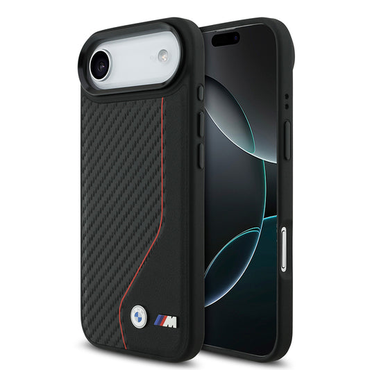 iPhone 17 Air Kılıf BMW Orjinal Lisanslı M-safe Şarj Özellikli Metal BMW ve M Logolu PU Karbon Tasarımlı Kapak