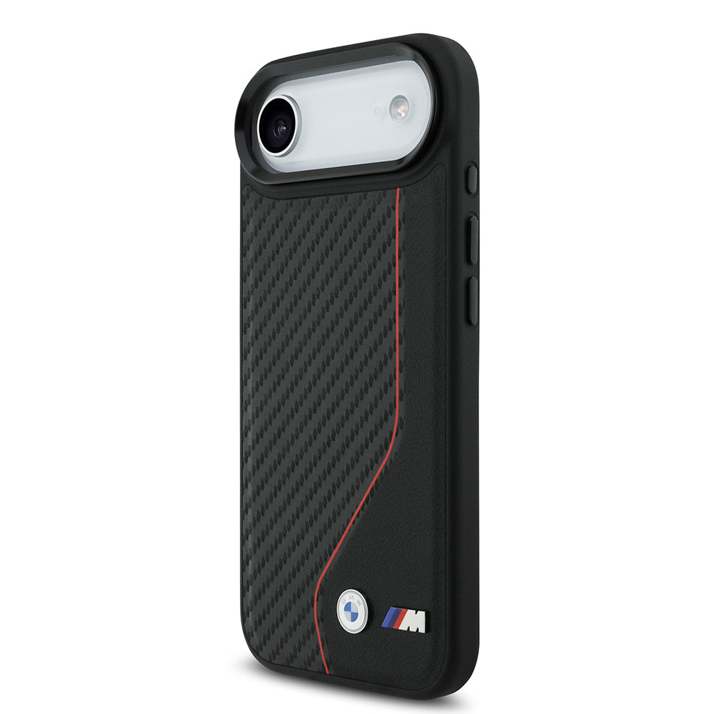 iPhone 17 Air Kılıf BMW Orjinal Lisanslı M-safe Şarj Özellikli Metal BMW ve M Logolu PU Karbon Tasarımlı Kapak