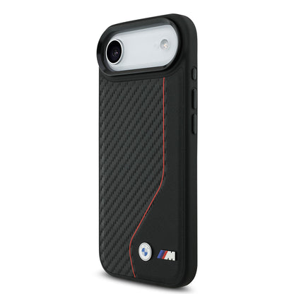 iPhone 17 Air Kılıf BMW Orjinal Lisanslı M-safe Şarj Özellikli Metal BMW ve M Logolu PU Karbon Tasarımlı Kapak