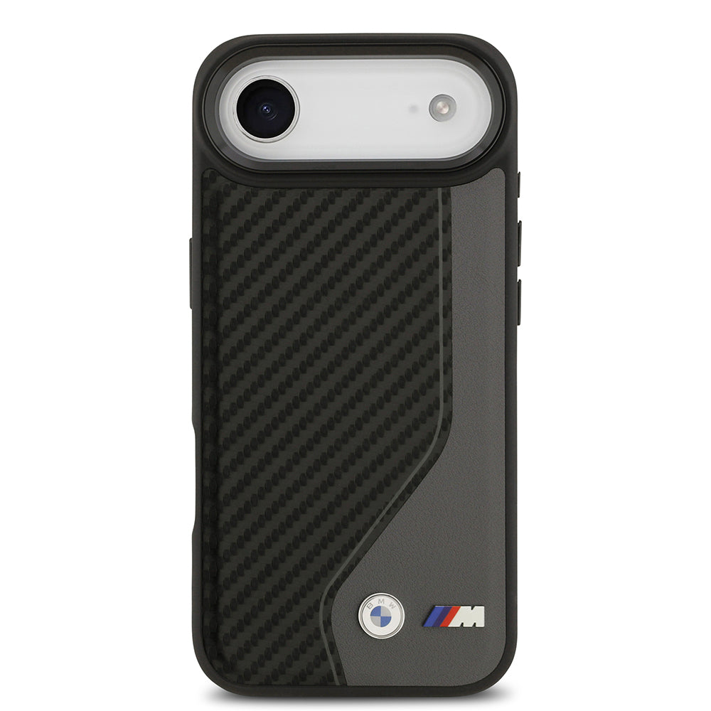 iPhone 17 Air Kılıf BMW Orjinal Lisanslı M-safe Şarj Özellikli Metal BMW ve M Logolu PU Karbon Tasarımlı Kapak