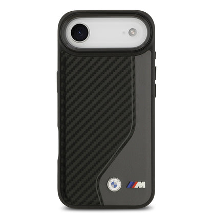 iPhone 17 Air Kılıf BMW Orjinal Lisanslı M-safe Şarj Özellikli Metal BMW ve M Logolu PU Karbon Tasarımlı Kapak