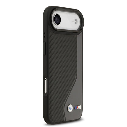 iPhone 17 Air Kılıf BMW Orjinal Lisanslı M-safe Şarj Özellikli Metal BMW ve M Logolu PU Karbon Tasarımlı Kapak