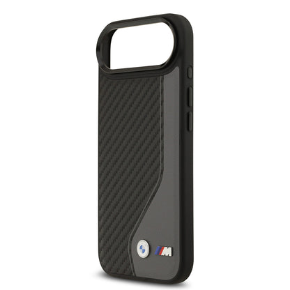 iPhone 17 Air Kılıf BMW Orjinal Lisanslı M-safe Şarj Özellikli Metal BMW ve M Logolu PU Karbon Tasarımlı Kapak
