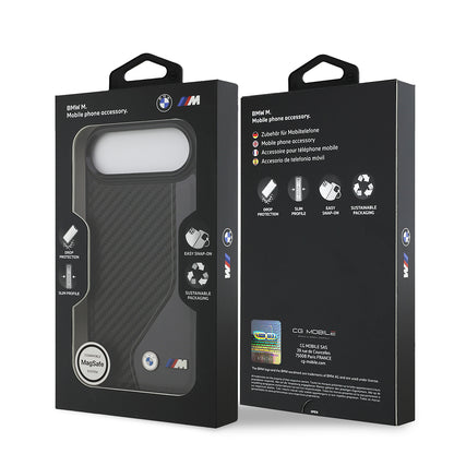 iPhone 17 Air Kılıf BMW Orjinal Lisanslı M-safe Şarj Özellikli Metal BMW ve M Logolu PU Karbon Tasarımlı Kapak