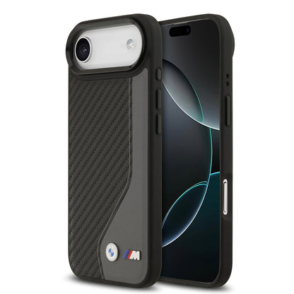 iPhone 17 Air Kılıf BMW Orjinal Lisanslı M-safe Şarj Özellikli Metal BMW ve M Logolu PU Karbon Tasarımlı Kapak